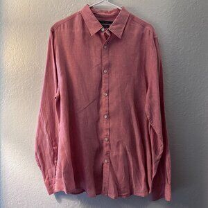 Perry Ellis Linen Button Down Shirt | Classic Preppy | Size XL